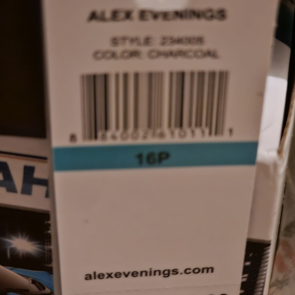 Alex evenings size 16P dress charcoal color - Picture 5 of 6